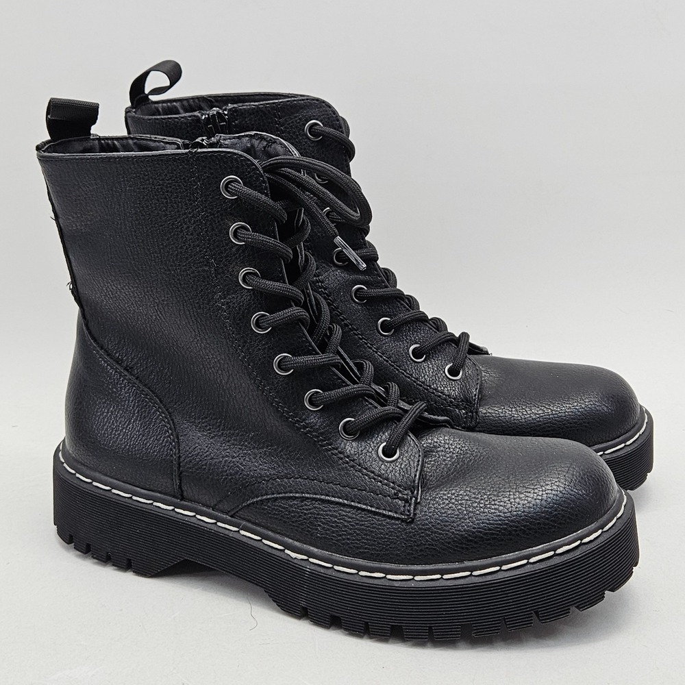 Sincerely Jules Hayden Black Combat Boots Platform Lug Sole Lace Up Zipper 7.5M - Picture 10 of 12